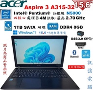 宏碁Aspire 3 A315-32 16吋四核筆電、1TB大儲存碟、DR4 8G記憶體、藍芽、USB3.0、HDMI