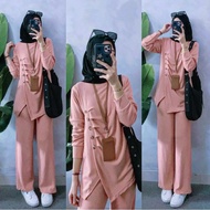 Palazo Button 2 Set Pants, imported Aster t-shirt material suit fits up to XXL, chest size 100-114, 