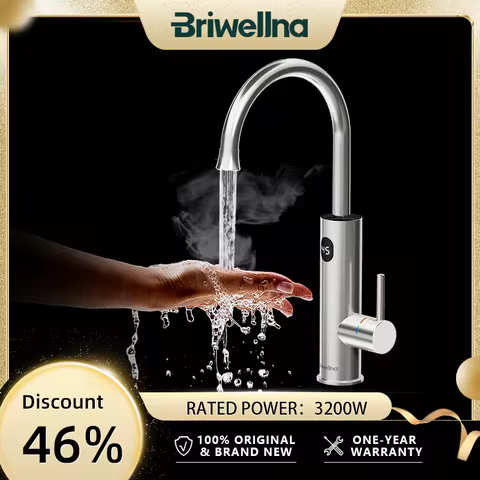 Briwellna 220V Electric Instant Water Heater 2 in 1 Kitchen Faucet Tankless Water Heater Tap Chauffe
