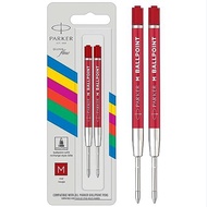 PARKER Quink Flow Ballpoint Pen Refill, Economy Red, Set of 2, Medium Point 0.7mm, Oil-based Ballpoi