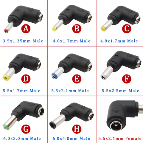 DC Power 5.5x2.1mm Female To 6.0x4.4/6.3x3.0/5.5x2.5/5.5x1.7/4.8x1.7/4.0x1.7/3.5x1.35mm Male Plug Ad