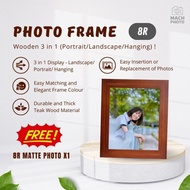 【Mach Photo】8R Embossed Wooden Photo Frame Cairo Landscape Portrait Hanging Free 8R Matte Photo Prin