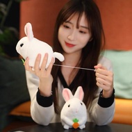Tail Wagging Bunny Cartoon Plush Toy Bunny Drawstring Hamster Tail Movable Birthday Gift Girl#CW0926
