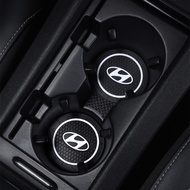 2PCS Car Coaster Water Cup Slot Non-Slip Mat Pad Interior Decoration Accessories Sticker For Hyundai i10 i30 i20 Sonata Accent Tucson Elantra Car Styling