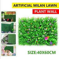 Artificial Grass Mat Hedge Wall Panels Background Rectangular Plastic Green Grass Wood Box Hedge Top