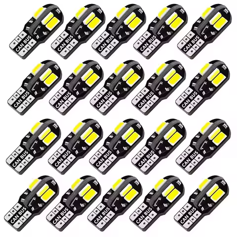 20/10PCS Car Interior Bulb W5W T10 LED 5730 8SMD Canbus Error Free 12V 194 168 Map Dome Lights Parki