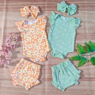 Baby Girl Jumper Clothes 3-18 Months JEJE set Bodysuit Shorts Kids FREE Bandana by Little Koda