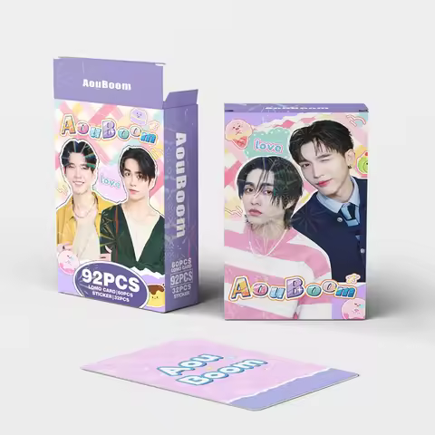 92Pcs/Set Holographic Photo Cards Thai Drama CP AouBoom Laser Lomo Fan Merch Stickers Collectible Ao