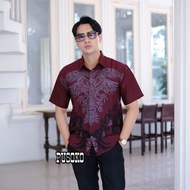 Kemeja Batik Motif Giandra Merah Lengan Pendek Batik Pekalongan Kemeja Batik Pria - Batik Pria - Baj