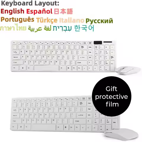 Mini 2.4G Wireless Keyboard and Mouse Kit Multimedia Spanish Russian Korean Silent Keyboard Mice Com