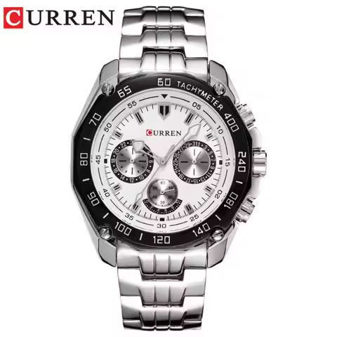 CURREN 8077 Watches for Men with Stainless Steel Band Fashion Army Military Quartz Mens Watch Sport