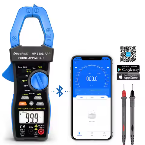 Digital True RMS Clamp Meter 6000Cnt APP NCV AC DC Volt Current LCD Backlight Auto Range Electrician