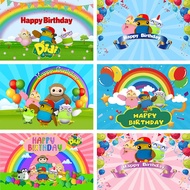 Didi and Friends Birthday Backdrop Photography Baby Shower Kids Children Blue Pink Background Party 