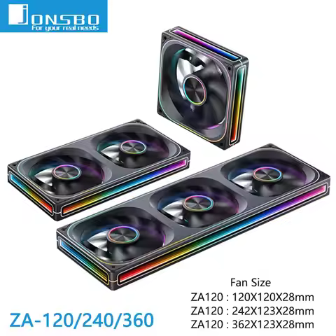 Jonsbo ZA-120/240/360 ARGB Computer case fan,4 sides Infinity Mirror lighting effect/28MM thickness 