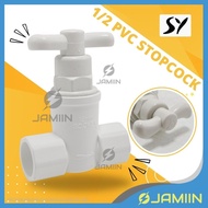 SY PREMIUM 15mm / 1/2 " PVC Water Tap 2 Way Socket Stopcock Bilik Air Tandas Pili Paip Air Paip Sink