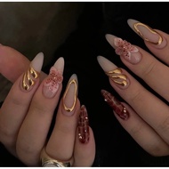 (fast) NAIL BOX Y2K RED BROWN WITH FLOATING MIRROR Press On Nails Press On Nails Y2K Press On Nails 