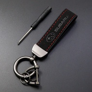 Car Suede Key Chain Alloy Car Emblem Key Buckle Rings for Subaru Impreza WRX STI GDA GDB Forester Li