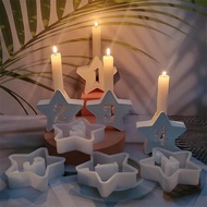 4pcs1-4 Stars Number Candle Holder Mold Ornaments Candle Holder Plaster DIY Silicone Moulds
