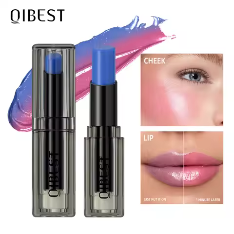 QIBEST Blue Black Lipstick Temperature Color Changing Lip Balm Moisturizing Lasting Ph Change Color 
