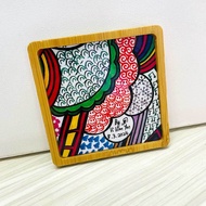 Bamboo Coaster Design 4- (9cm x 9cm)