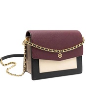 Tory Burch Robinson Saffiano 皮革可轉換單肩包斜背包 154318 酒紅色拼- # PORT