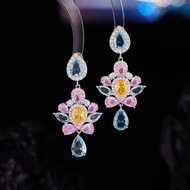 girl earrings  Diamond inlay light luxury style The latest styles in 2026 flowers Simple 925silver