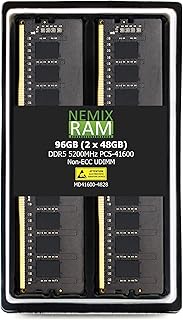 NEMIX RAM 96GB (2X48GB) DDR5 5200MHz PC5-41600 Non-ECC 288-PIN 1.1V 42-42-42 UDIMM Desktop RAM Memor