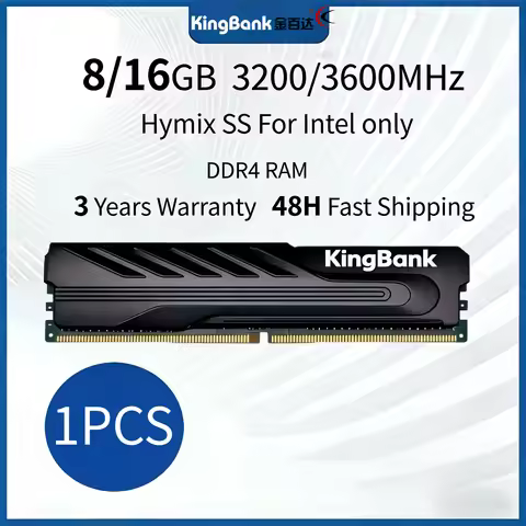 Original KingBank Ram DDR4 8/16GB 3200/3600MHz Desktop Gaming Memory with Black Heat Sink For Intel 