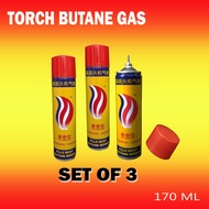 Set of 3 Granmerlen Pyramid  Butane Gas For Lighter And Torch Use(170ml)(Packagedeal Promo)