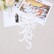39cm X 16cm Embroidery Beaded Lace Applique Patch For DIY Wedding Dress, Performance Costume Decorat