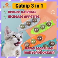 4PAWS 3 In 1 Rotatable Catnip Ball Cats Grass Mint Snacks Treats Cat Toys Pets Fun Toys Mainan Makan