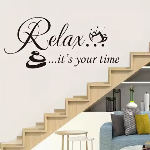 1pc Relax It's Your Time Spa Beauty Salon Wall Art Stickers Decals Home Decor Removable Room