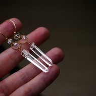 利姆利亞 高頻能量權杖頂級白水晶小原石柱子 耳環