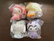 日本全新Sanrio hello kitty /melody /布甸狗/CINNAMOROLL毛絨娃娃 四隻一套 日本限定