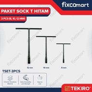 FIXCOMART - Tekiro Kunci Sock T Kecil / Sok T Set Ukuran (8 mm 10 mm 12 mm)