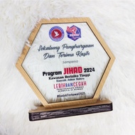 PLAK HEXAGON ACRYLIC + LAMINATED PLAYWOOD UV PRINTER