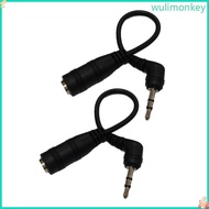 WU 14cm Stereo 2 5mm Male to 3 5mm Female Jacks Extension Sound Cable 90 Right Angle