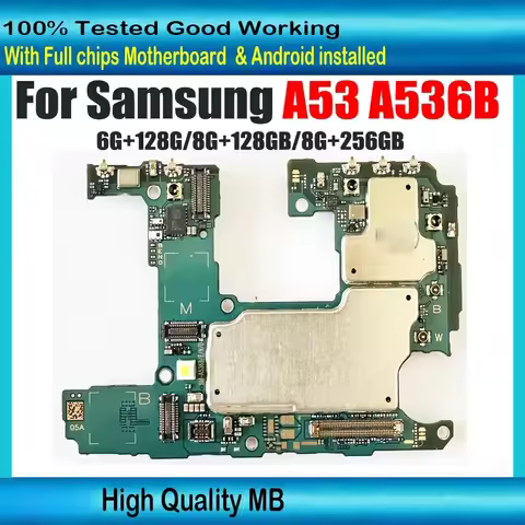 100% Work For Samsung Galaxy A53 A536B Motherboard 128GB Unlocked Full Tested SM-A536B Logic Board W