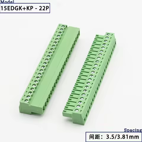 1Set 15EDGK 2/3/4/5/6/7..12..24Pin PCB Screw Terminal Block Male Female Connector 3.5/3.81MM Plug-in