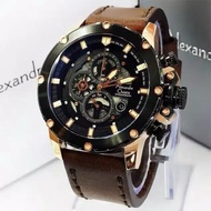 Jam Tangan Pria/Cowok Alexandre Christie AC 6416 Rosegold Coklat.