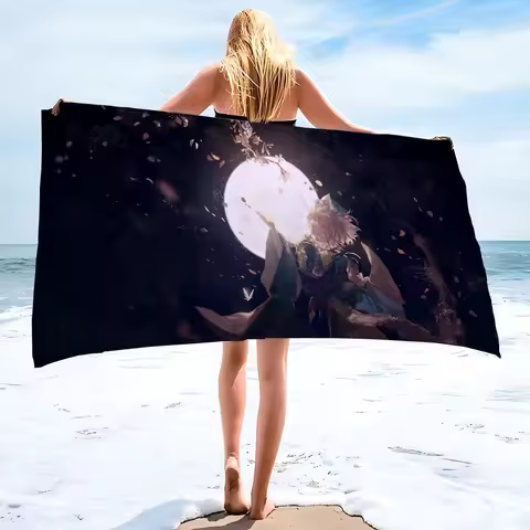 1pc Saigyouji Yuyuko Anime Girl Towel Microfiber Beach Towel Quick Dry Kids Beach Blanket Soft Unise