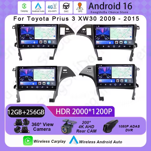 Android Auto For Toyota Prius 3 XW30 2009 - 2015 Car Radio Multimedia Video Player GPS Navigation Ca