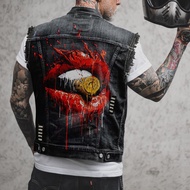 2031 Eropah dan Amerika Jaket Lelaki Fesyen Punk Jaket Lelaki Kulit Berdada Tunggal Jaket Lelaki