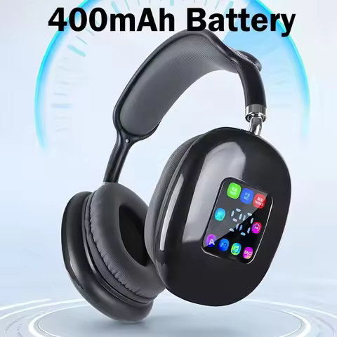 Bluetooth 5.3 Headphones with Color Screen ANC HIFI Stereo Wireless Headsets FM Radio 3.5mm AUX Over