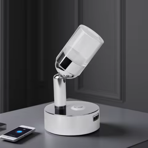 RV 12V Spotlight Touch Switch Dimmable USB Bedside Reading Light Crystal LED Light for Reading, Boat