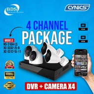 Cynics 4CH PACKAGE DVR + DOME/BULLET 2mp 2.8MM 1080p Full Hd CCTV 4ch 100fps 960H / 720p, 50fps 1080