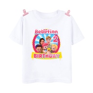 Bebefinn Print Cartoon Kids Birthday T-Shirts Baby Boys Girls Top Tees Children Casual Short Sleeve 