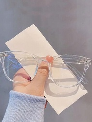 1入個性化簡約時尚抗藍光超大號透明眼鏡框架,韓國潮流超輕眼鏡框架,適用於裸妝和放大臉型