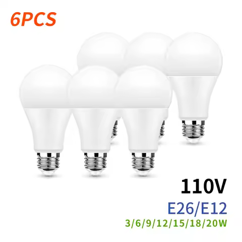 6pcs E26 E12 LED Bulb 20W 18W 15W 12W 9W 6W 3W Lampada LED Light AC 110V Bombilla Lighting Cold/Warm