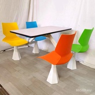 Canteen Round Table Conjoined Milk Tea Shop Dining Table Back Chair Conjoined Restaurant School Staf